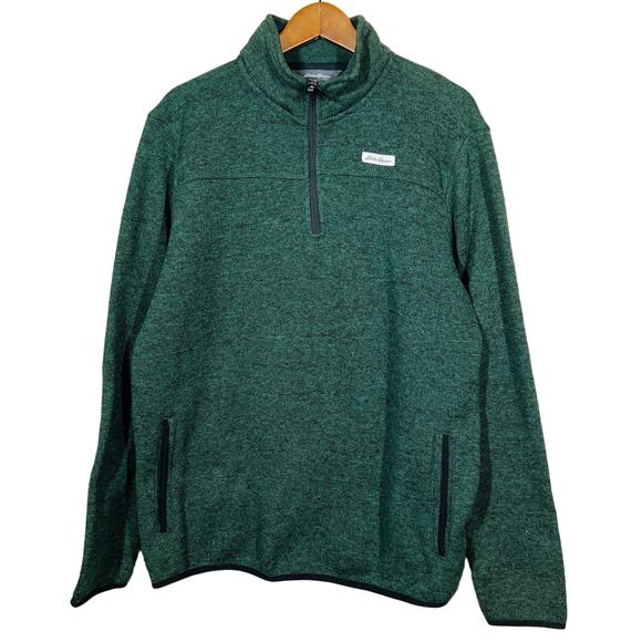 Eddie Bauer Fleece Knit Quarter Zip Pullover Top Pockets Long Sleeve Casual - L - Picture 1 of 4